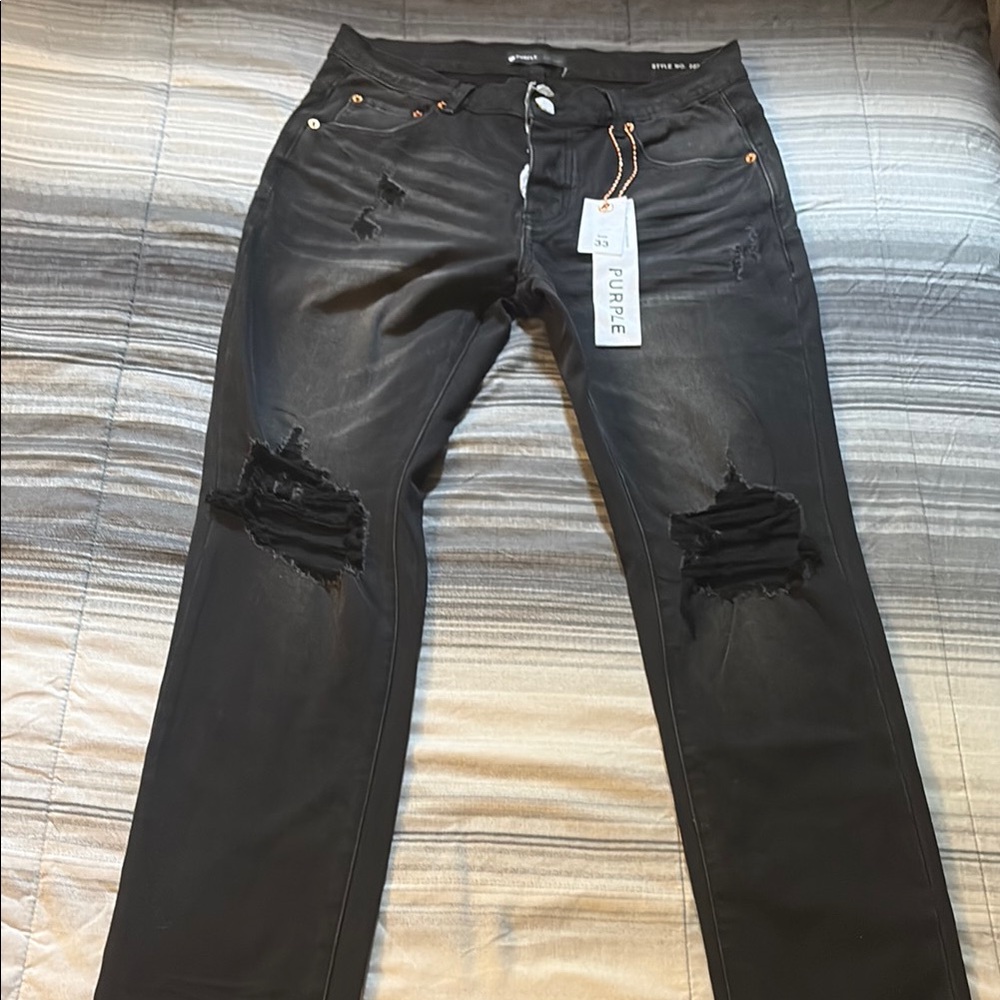 Black Skinny Distressed Jeans with Knee Rips